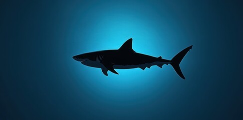 Obraz premium A Silhouette of a Shark Swimming in Blue Water