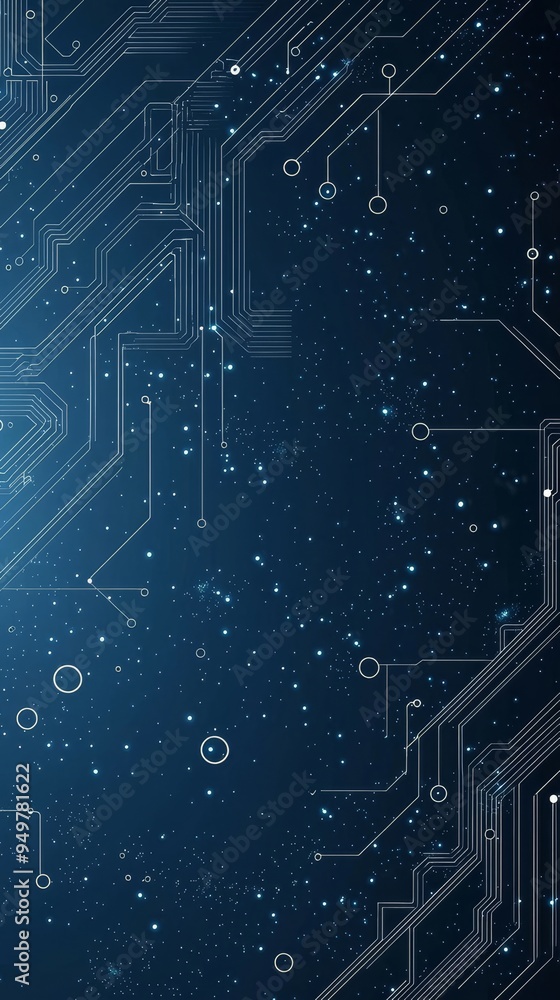 Poster High resolution electronic or computer connection concept illustration with an abstract futuristic circuit board or blockchain.