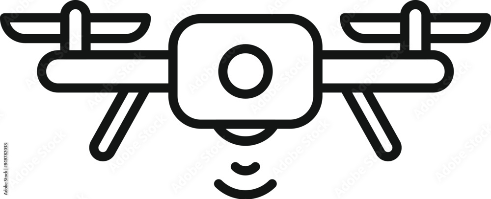 Poster simple icon of a drone flying and sending signals