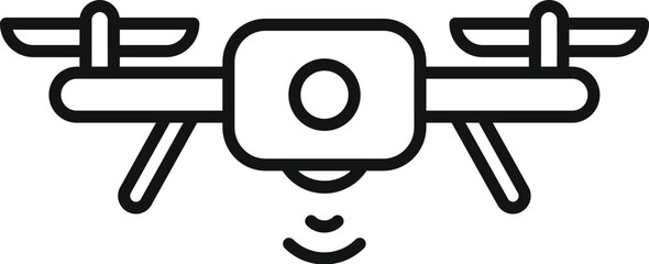 Obraz premium Simple icon of a drone flying and sending signals