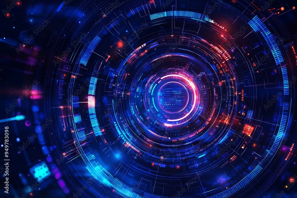Leinwandbilder abstract technology ui futuristic concept hologram interface with digital data chart, communication,