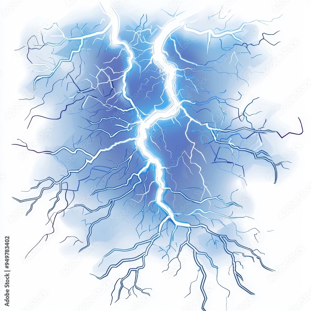 Poster clipart of lightning strike and thunder isolated on transparent background.