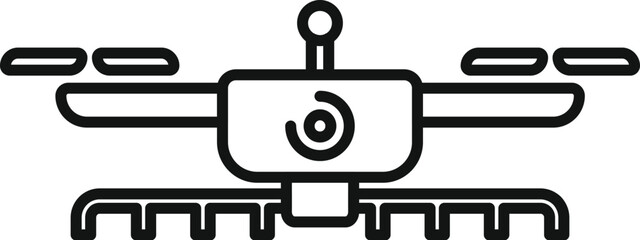 Simple icon of a smart farm drone spraying agricultural field