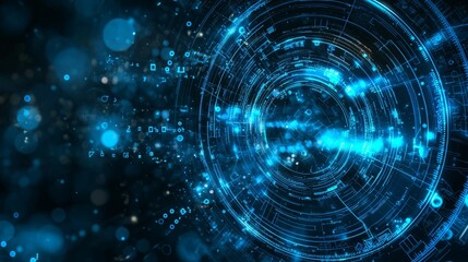 Conceptual background of future technology for business solutions. Circle, globe. Stock