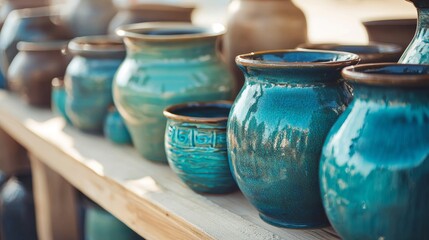 Ceramic with blurred background and space for text made by hand