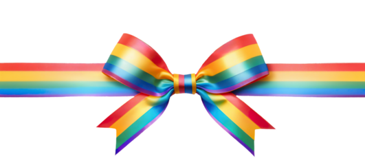 ribbon bow, rainbow color on transparent background