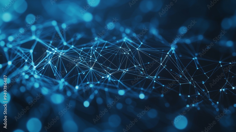 Poster A futuristic AI tech wire network with points and lines. Abstract technology background. 4K rendering of big data.