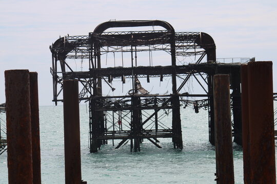 brighton beach old pier burnt