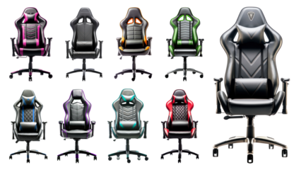 PNG gaming chair element set, transparent background