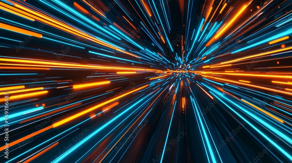 Aufkleber this 3d rendering depicts abstract fast moving lines in motion with glowing sun light flares. the co