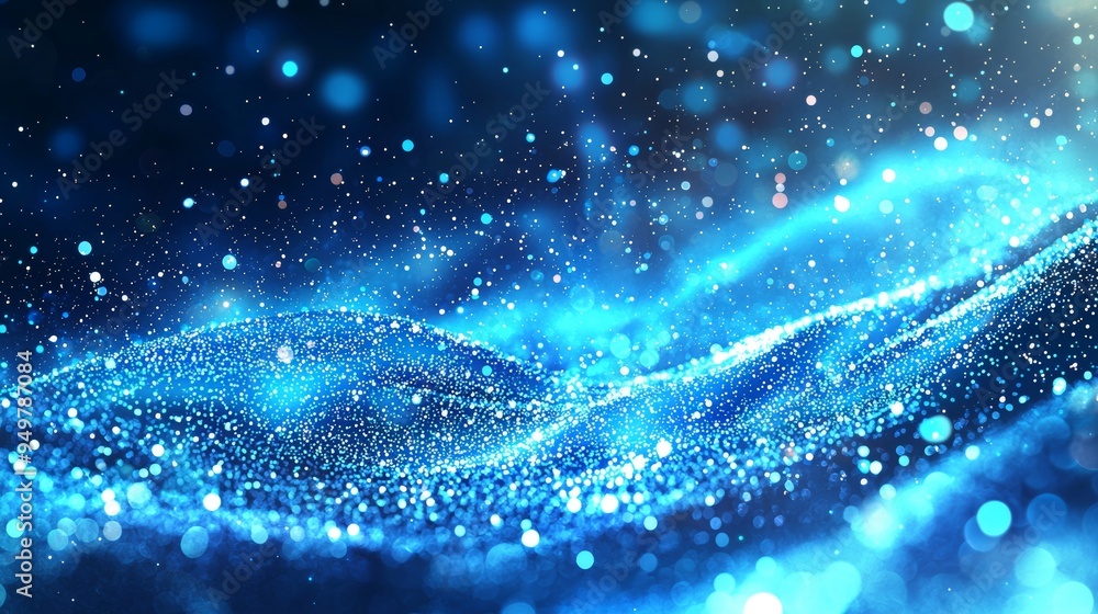 Leinwandbilder A futuristic background with green dots and a dynamic wave.