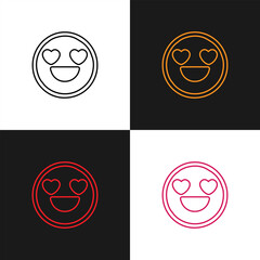 Obraz premium Set collection Smile face Emotions logo or icon concept in black and white isolated on white background. Vector illustration