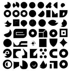 Set of vector logo design icon shape template. . Elements Collection Isolated On White and black. Flat Icons For Business Template Logo, Square Elements, Website, Business Symbol And Circle Elements.