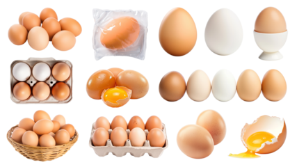 PNG fresh egg element set, transparent background