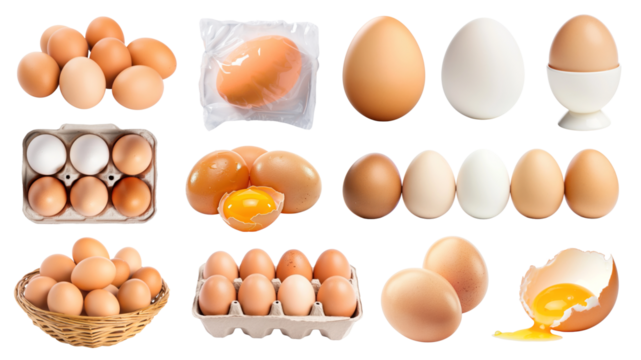 PNG fresh egg element set, transparent background