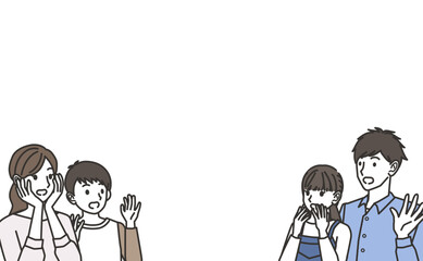びっくりする家族のイラスト
