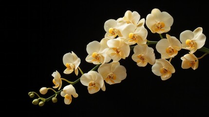 Naklejka na ściany i meble A bouquet of white flowers is displayed on a black background
