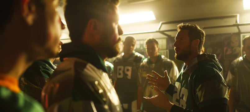 Motivational Speech by Team Captain in Locker Room Before Big Game - Sports Inspiration & Teamwork