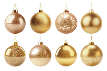 Obraz premium PNG gold Christmas bauble design element set, transparent background