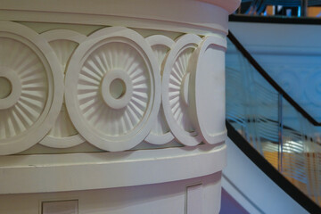 Opulent Art Deco decor interior architecture inside lobby, atrium or foyer on ocean liner...