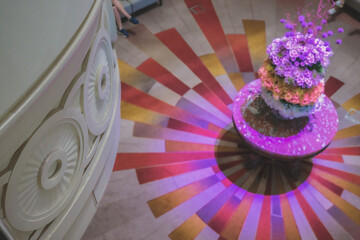 Opulent Art Deco decor interior architecture inside lobby, atrium or foyer on ocean liner...