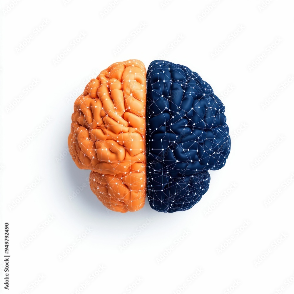 Poster abstract brain model with neural connections