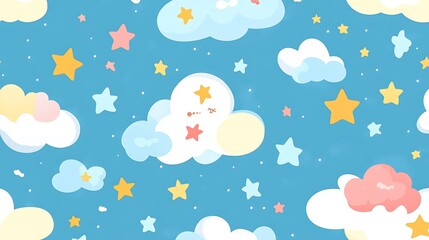 Cute Clouds and Stars Pattern