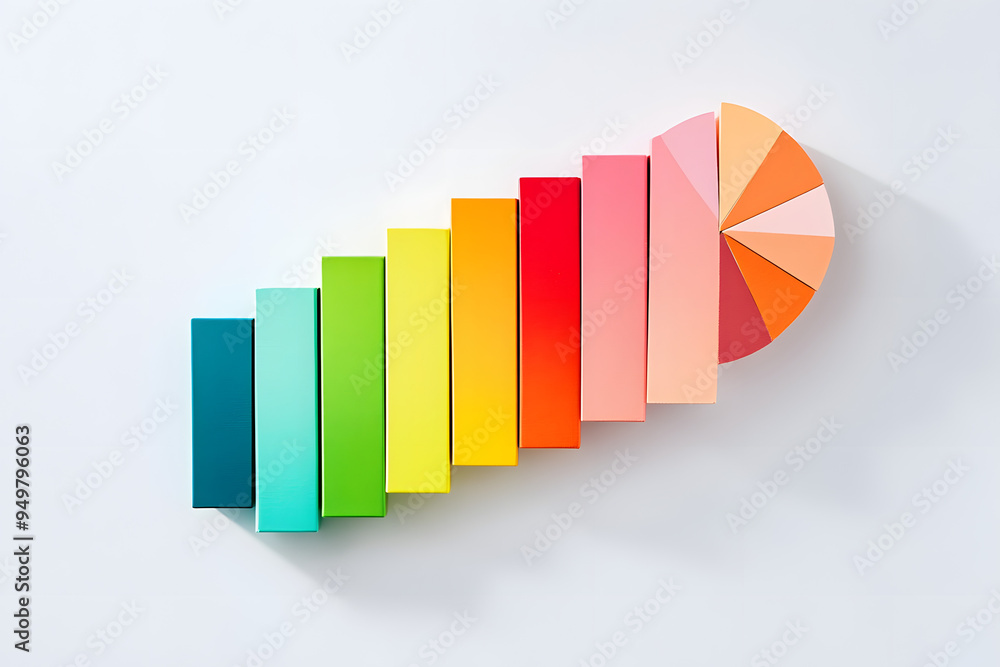 Poster top view of color analytical graph on white background