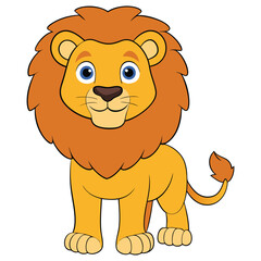 Obraz premium Cute lion cartoon isolated on white background