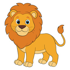 Obraz premium Cute lion cartoon isolated on white background