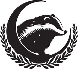 Badger standing black silhouette vector illustration