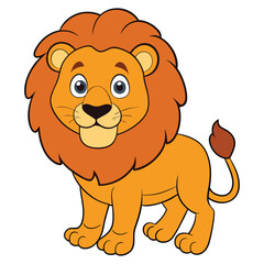 Obraz premium Cute lion cartoon isolated on white background