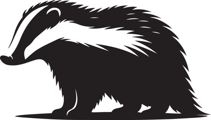 Badger standing black silhouette vector illustration