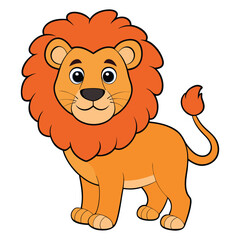 Fototapeta premium Cute lion cartoon isolated on white background