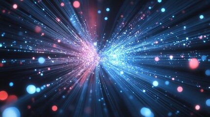 Fiber optic communication networks, visualizing light transmission, data pulses, and advanced connection systems