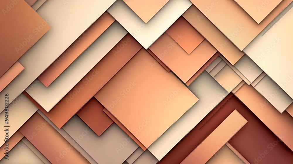 Poster a dynamic composition of layered geometric shapes in warm neutral tones, ideal for backgrounds and m