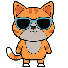 Cat Vector Cute Illustration on Solid Background , Cat png image