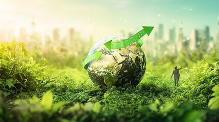 Sustainable living and environmental life with eco care outline concept, transparent background.illustration