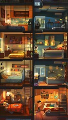 Cozy Dorm Room Setup: Families Personalizing College Spaces for New Students - Ideal for Posters and Prints