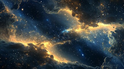 Fototapeta premium A celestial tapestry adorns the night, twinkling stars illuminating the vast expanse of the galaxy's embrace.