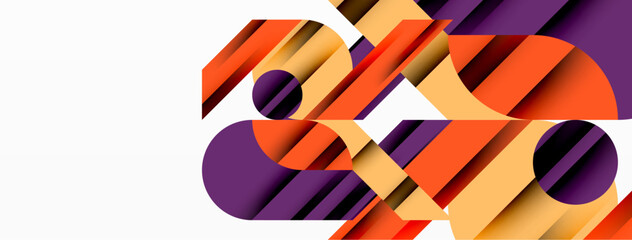 Geometric diagonal line and circle shape, wide abstract background