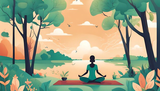 Engage your audience with this uplifting image depicting a community coming together to practice mindfulness and relaxation. Ideal for stress management initiatives and mental health branding.