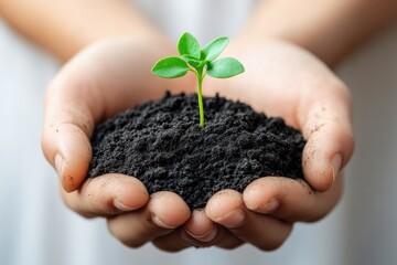 Nurturing New Life: Hands Holding Fresh Black Soil