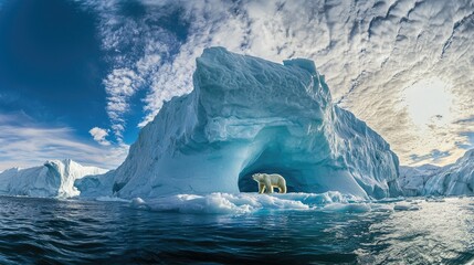 Majestic Polar Bear on Floating Iceberg