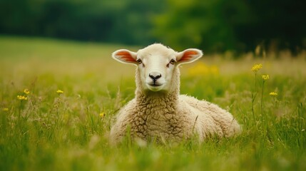 Adorable Sheep Enjoying a Sunny Pasture