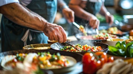 Middle Aged Friends Enjoying a Cooking Class Focused on Traditional Mexican Cuisine