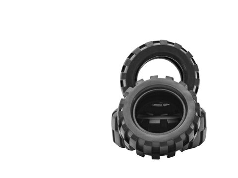 three new tires snow tire isolate on a white background.