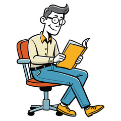 A man sitting in a chair cartoon vector illustration