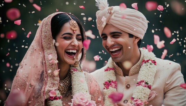 Vibrant Celebration of Newlywed Sikh Couple: Abstract Illustration of Traditional Festival Joy. Cultural Heritage and Religious Unity in Minimalist Design. Elegant Textures for Diverse Graphic Applica