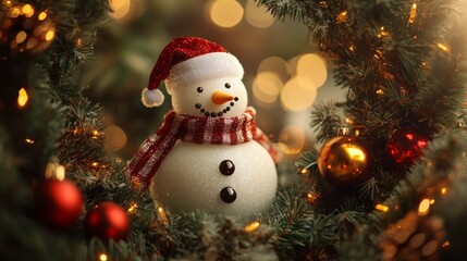 Snowy wonderland frame with snowman